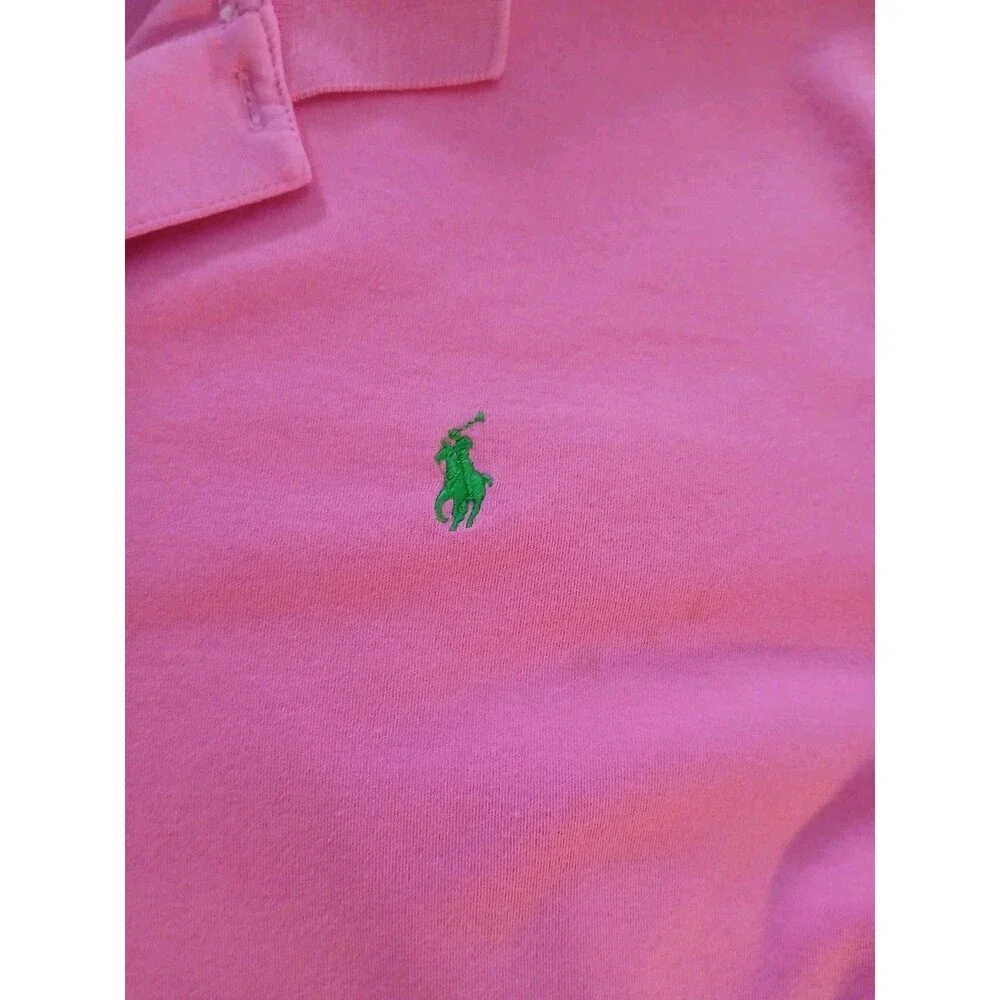 Ralph Lauren Men's Polo Pink Green Horse Size Extra Large 97% Cotton